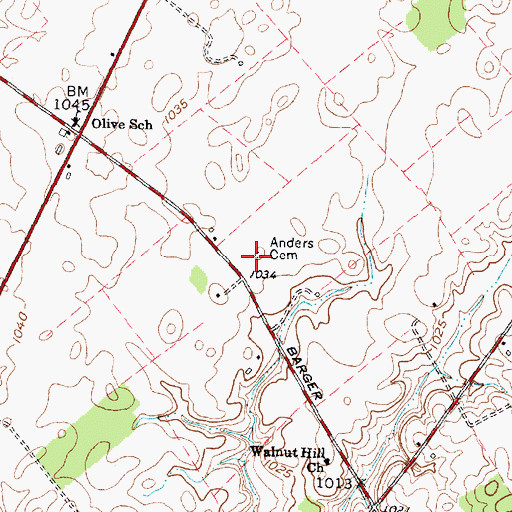 Topographic Map of Anders Cemetery, OH