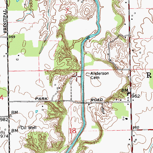 Topographic Map of Anderson Cemetery, OH