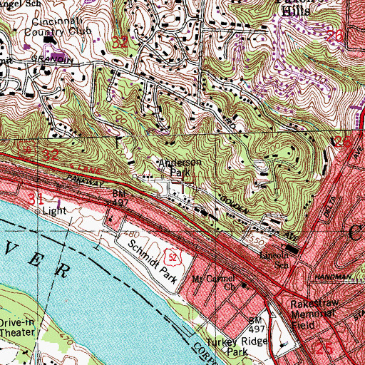 Topographic Map of Anderson Park, OH