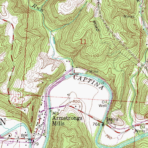 Topographic Map of Anderson Run, OH