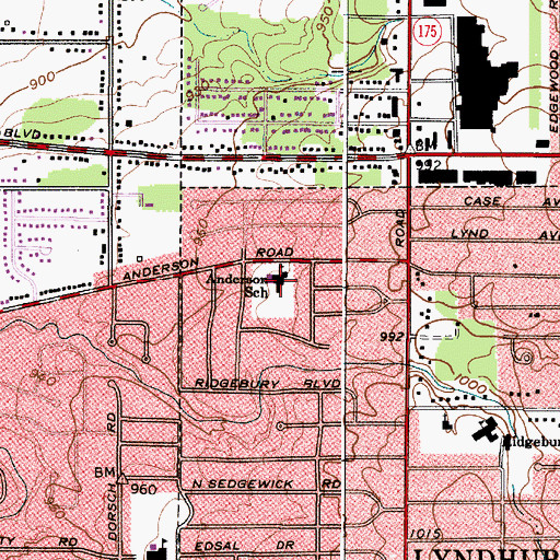 Topographic Map of Anderson School, OH