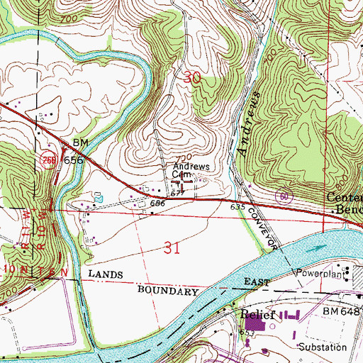 Topographic Map of Andrews Cemetery, OH