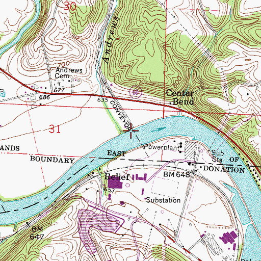 Topographic Map of Andrews Run, OH