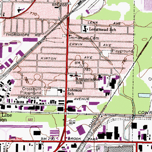 Topographic Map of Annunciation School, OH