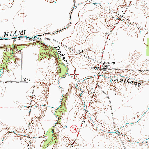 Topographic Map of Anthony Run, OH