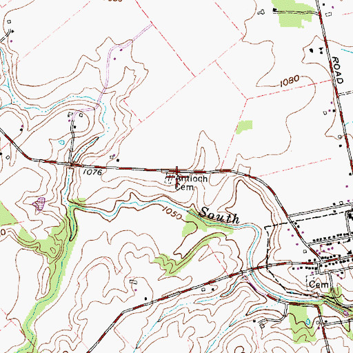 Topographic Map of Antioch Cemetery, OH