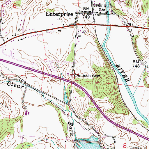 Topographic Map of Antioch Cemetery, OH