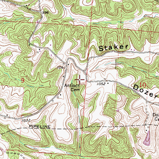 Topographic Map of Antioch Cemetery, OH