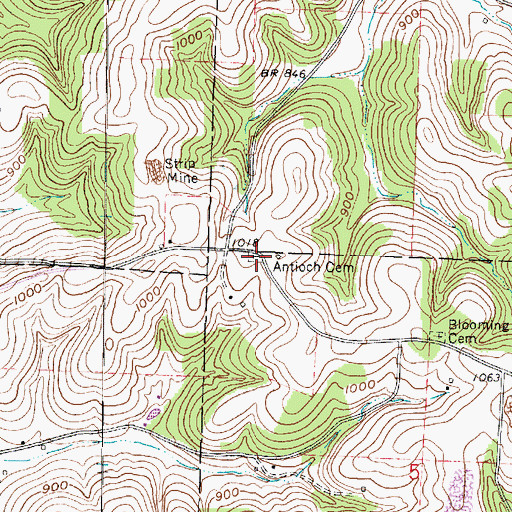 Topographic Map of Antioch Cemetery, OH
