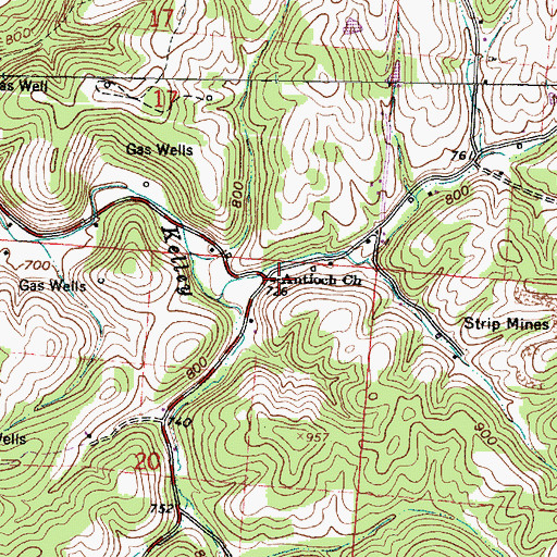 Topographic Map of Antioch Church, OH