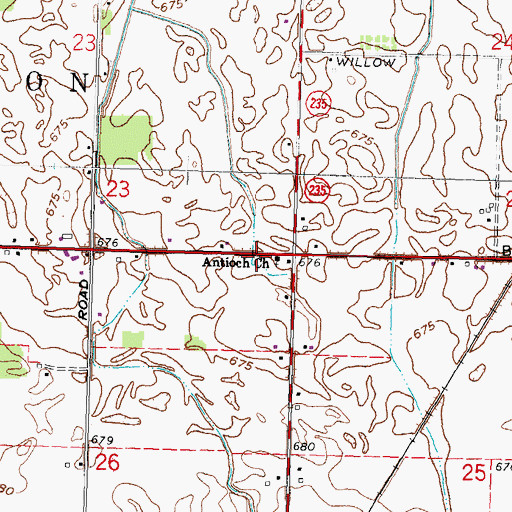 Topographic Map of Antioch Church, OH