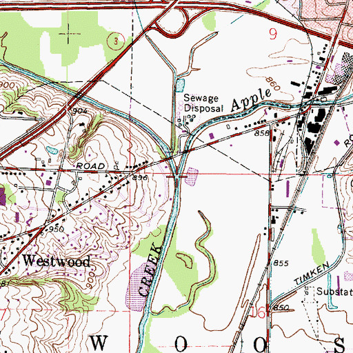 Topographic Map of Apple Creek, OH