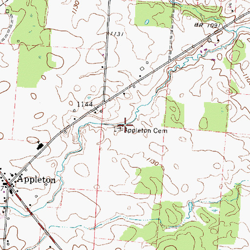 Topographic Map of Appleton Cemetery, OH
