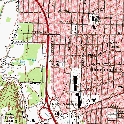 Topographic Map of Aquae Park, OH