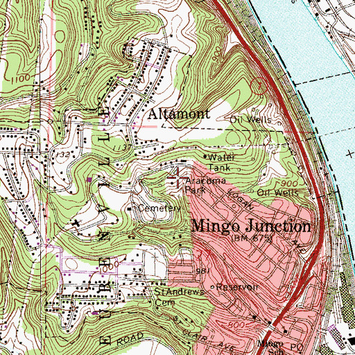 Topographic Map of Aracoma Park, OH