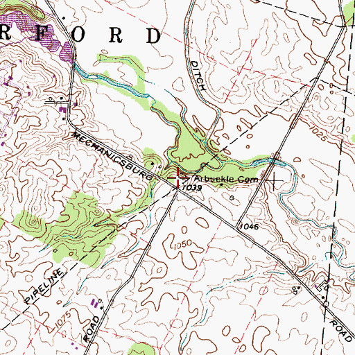 Topographic Map of Arbuckle Cemetery, OH