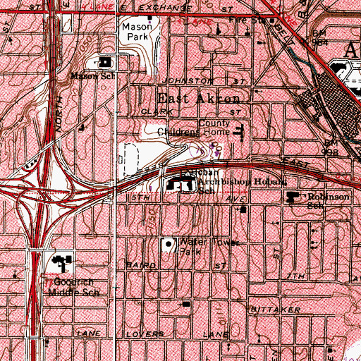 Topographic Map of Archbishop Hoban School, OH