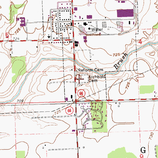 Topographic Map of Archbold Cemetery, OH