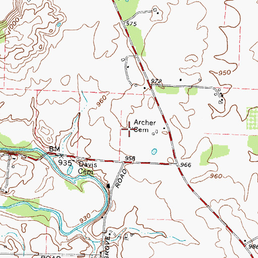 Topographic Map of Archer Cemetery, OH