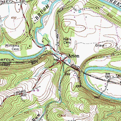 Topographic Map of Arion, OH