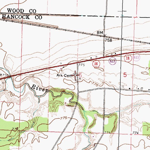 Topographic Map of Ark Cemetery, OH