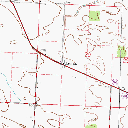 Topographic Map of Ark Church, OH