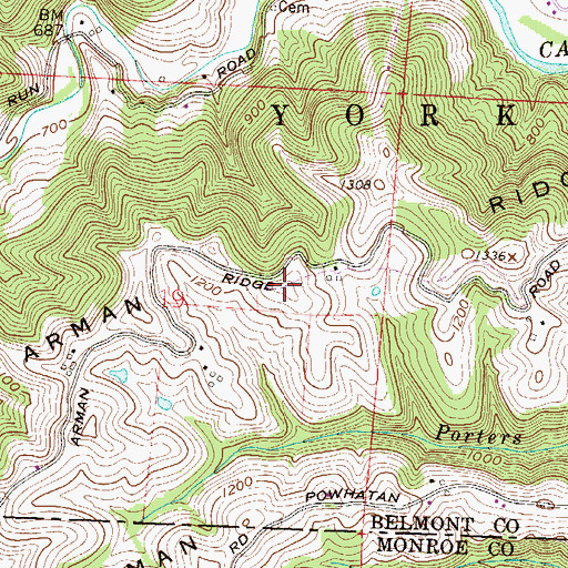 Topographic Map of Arman Ridge, OH