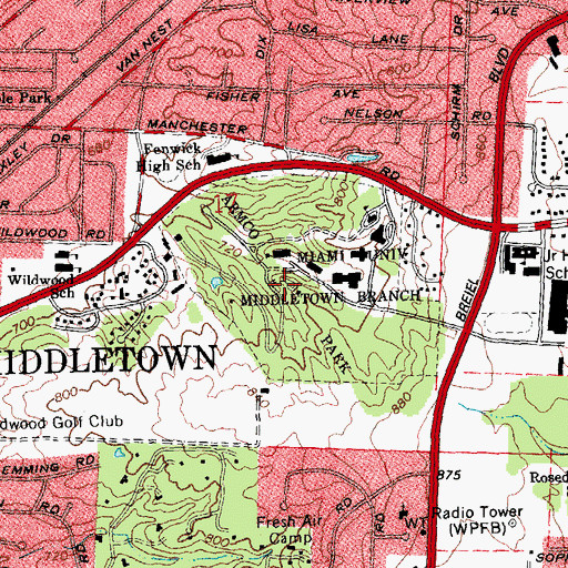 Topographic Map of Armco Park, OH