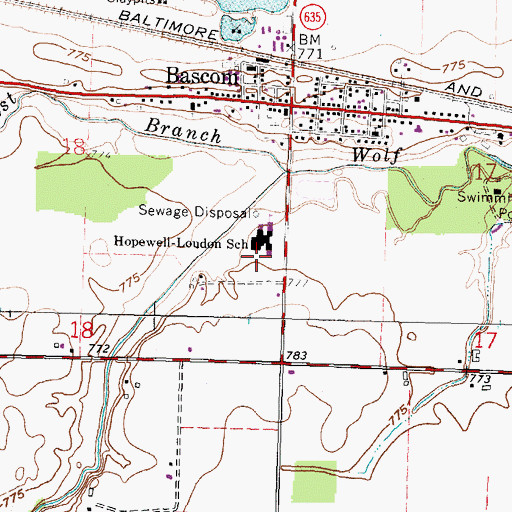 Topographic Map of Armstrong and Beighley Ditch, OH