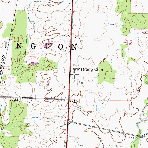 Topographic Map of Armstrong Cemetery, OH