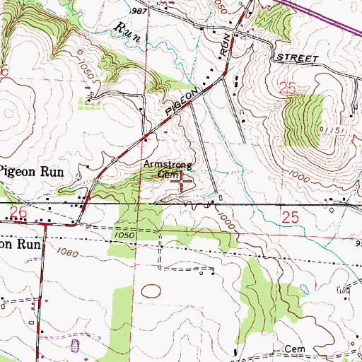 Topographic Map of Armstrong Cemetery, OH