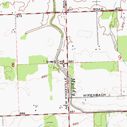 Topographic Map of Arnett Cemetery, OH