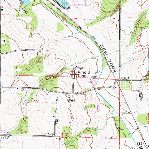 Topographic Map of Arnold Cemetery, OH