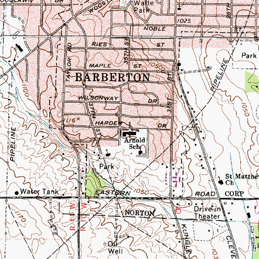 Topographic Map of Arnold School, OH