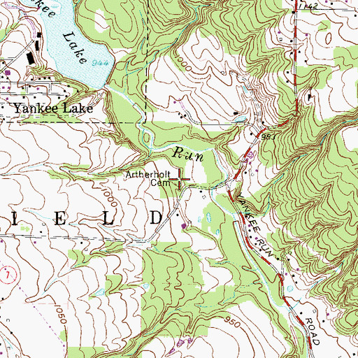 Topographic Map of Artherholt Cemetery, OH