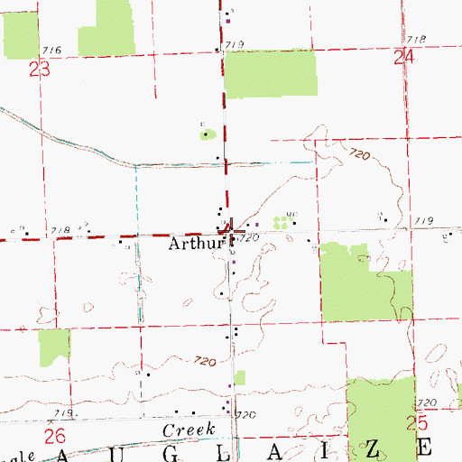 Topographic Map of Arthur, OH
