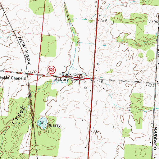 Topographic Map of Asbury Cemetery, OH