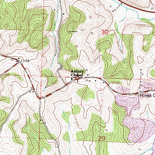 Topographic Map of Asbury Chapel, OH