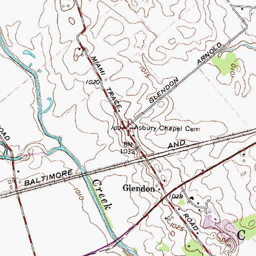 Topographic Map of Asbury Chapel Cemetery, OH
