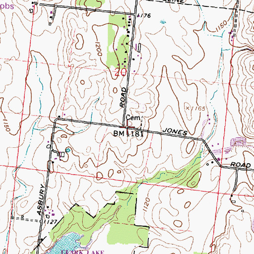 Topographic Map of Asbury Church, OH