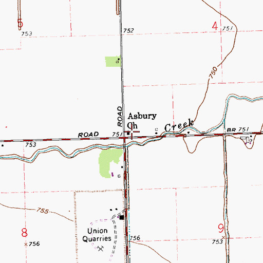 Topographic Map of Asbury Church, OH
