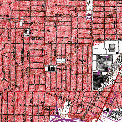 Topographic Map of Asbury Park, OH