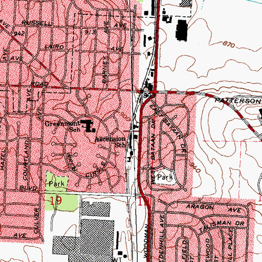 Topographic Map of Ascension School, OH