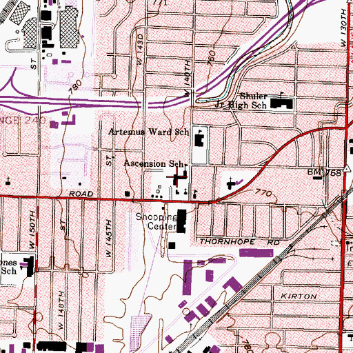 Topographic Map of Ascension School, OH