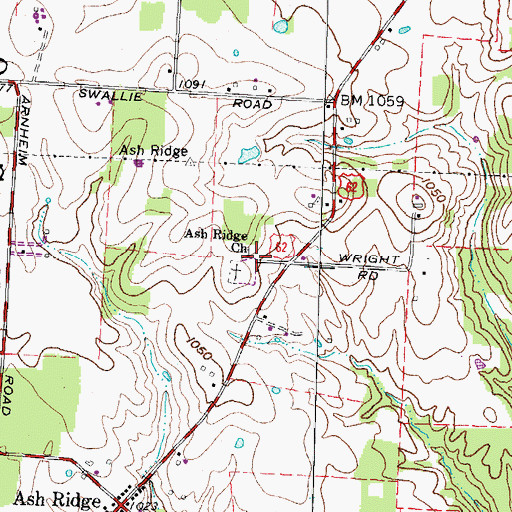 Topographic Map of Ash Ridge Church, OH