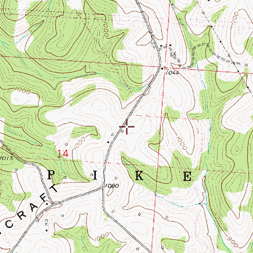 Topographic Map of Ashcraft Ridge, OH