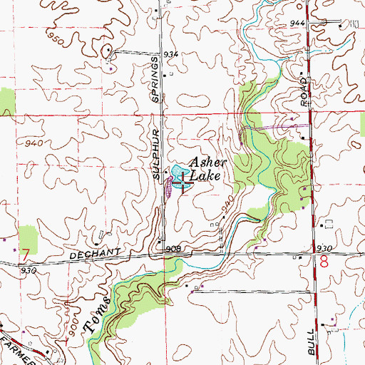 Topographic Map of Asher Lake, OH