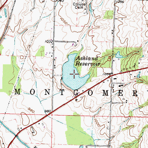 Topographic Map of Ashland Reservoir, OH