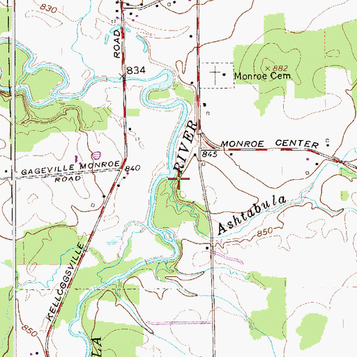 Topographic Map of Ashtabula Creek, OH