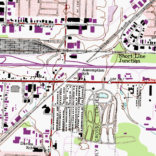 Topographic Map of Assumption School, OH